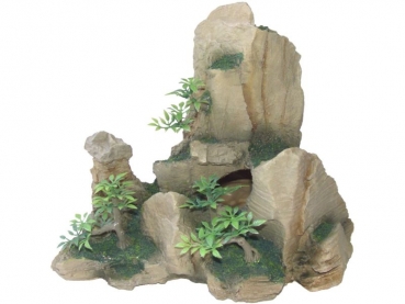 Felsh�hle mit Pflanzen, sandfarben, 25x15,5x18,5 - 8850