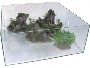 rock cave with plant, anthrazit, 22x10,5x12,5 - 8853