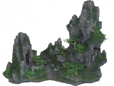 rock cave with plant, anthrazit, 45 cms - 8855