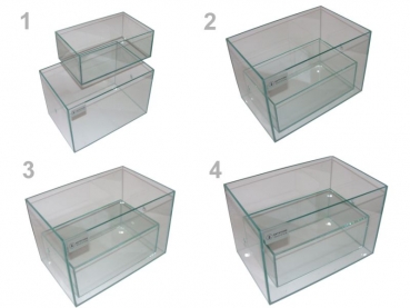 Glass basins 30x20x20 cm with panoramic display