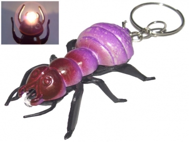 illuminated ant - keyring pendant purple