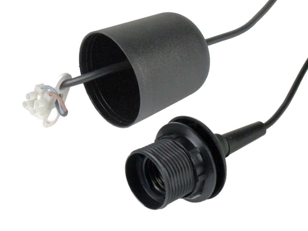 Lampenfassung Kunststoff E27 mit Kappe - schwarz