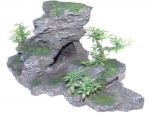 rock cave with plant, anthrazit, 28x11,5x15 - 8856