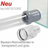 Becken-Rohrverbinder transparent und grau