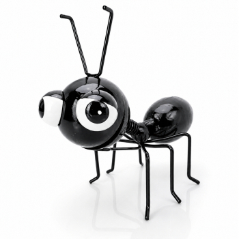 Lustige Metallameise mit Wackelkopf 12 cm in schwarz