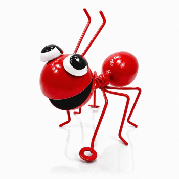 Lustige Metallameise mit Wackelkopf 10 cm in rot