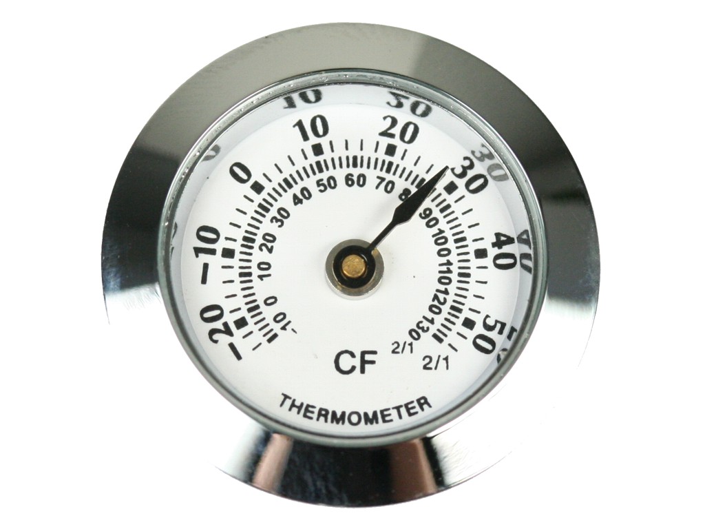 ANTSTORE - Ameisenshop - Ameisen kaufen - Mini-Thermometer Thermometer  analog metall - 25mm kleines mini thermometer 25 mm metall silber
