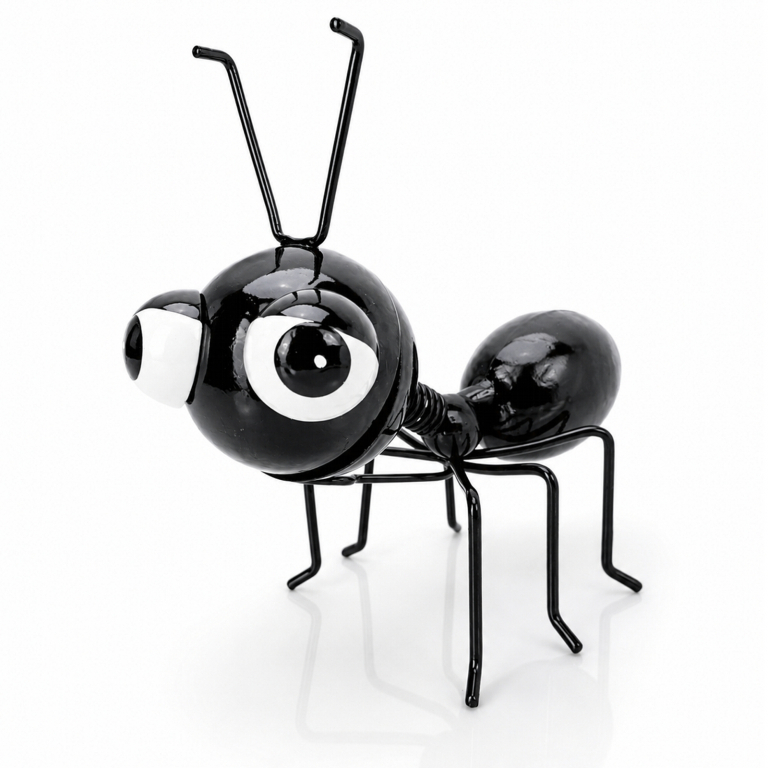Lustige Metallameise mit Wackelkopf 12 cm in schwarz