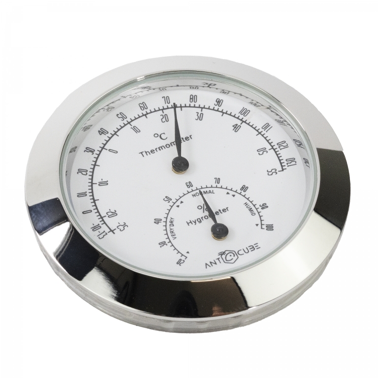 Mini Thermo- Hygrometer analog metall - 43mm